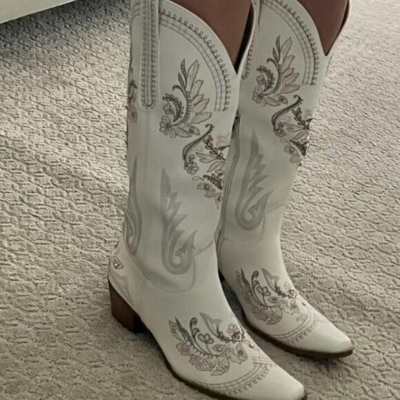Women's Wide Calf Knee High Cowgirl Boots Sz 6-10 - Picture 4 of 16
